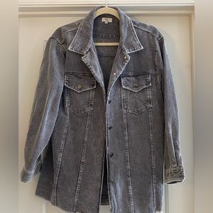 Blushing Brunette- Tyler Corded Shacket (Grey)